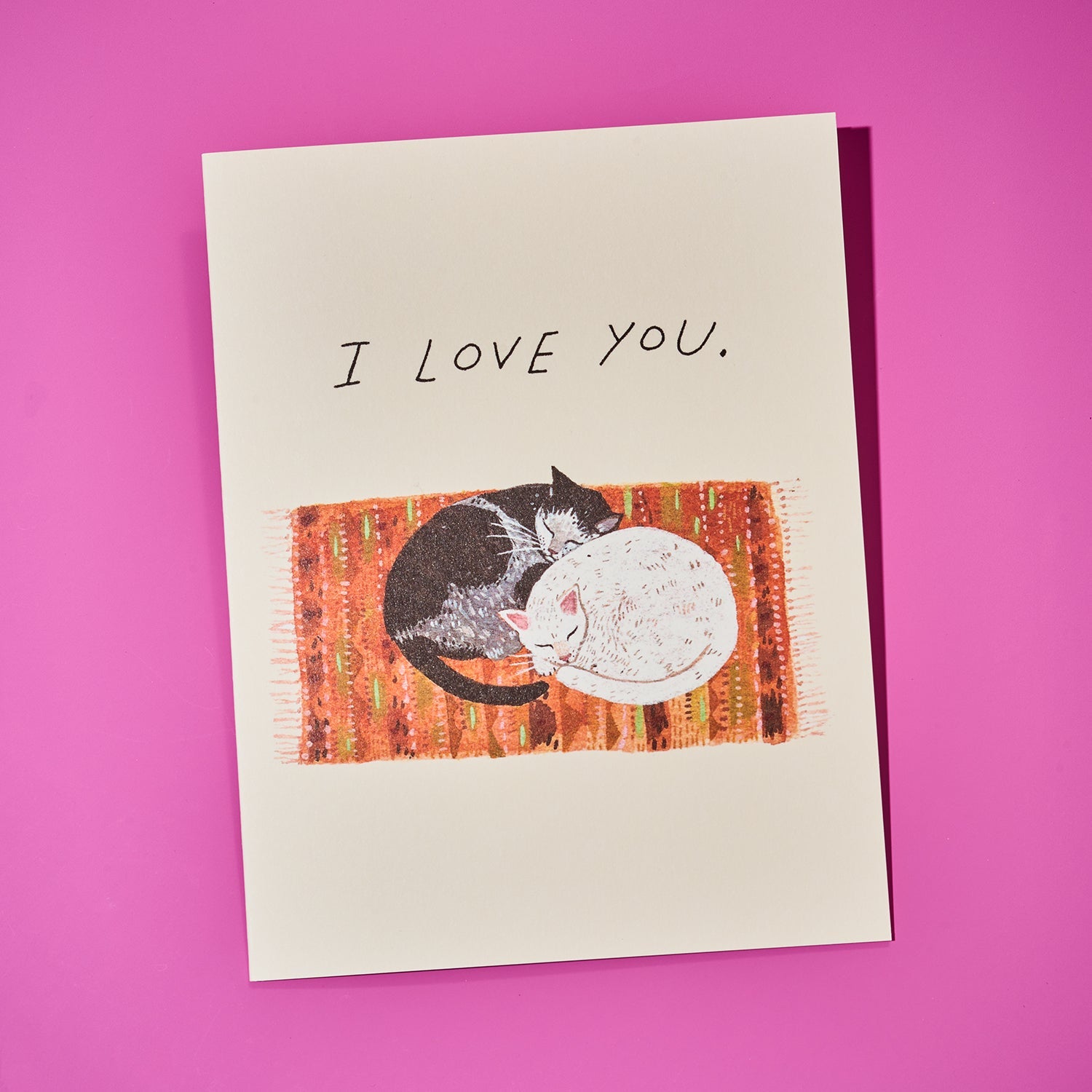 I Love you Cat Cuddle Greeting Card by Red Cap Cards