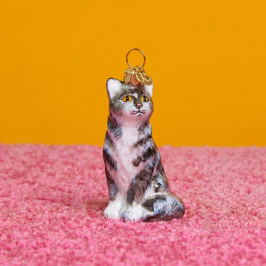 American Shorthair Gray Cat Ornament Alistairlist - Holiday