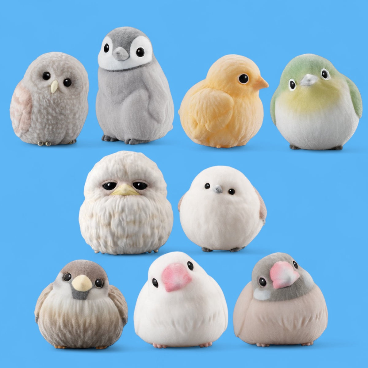 Birds Tenori Flocked Friends Mini-figure Toy - 9 Birds