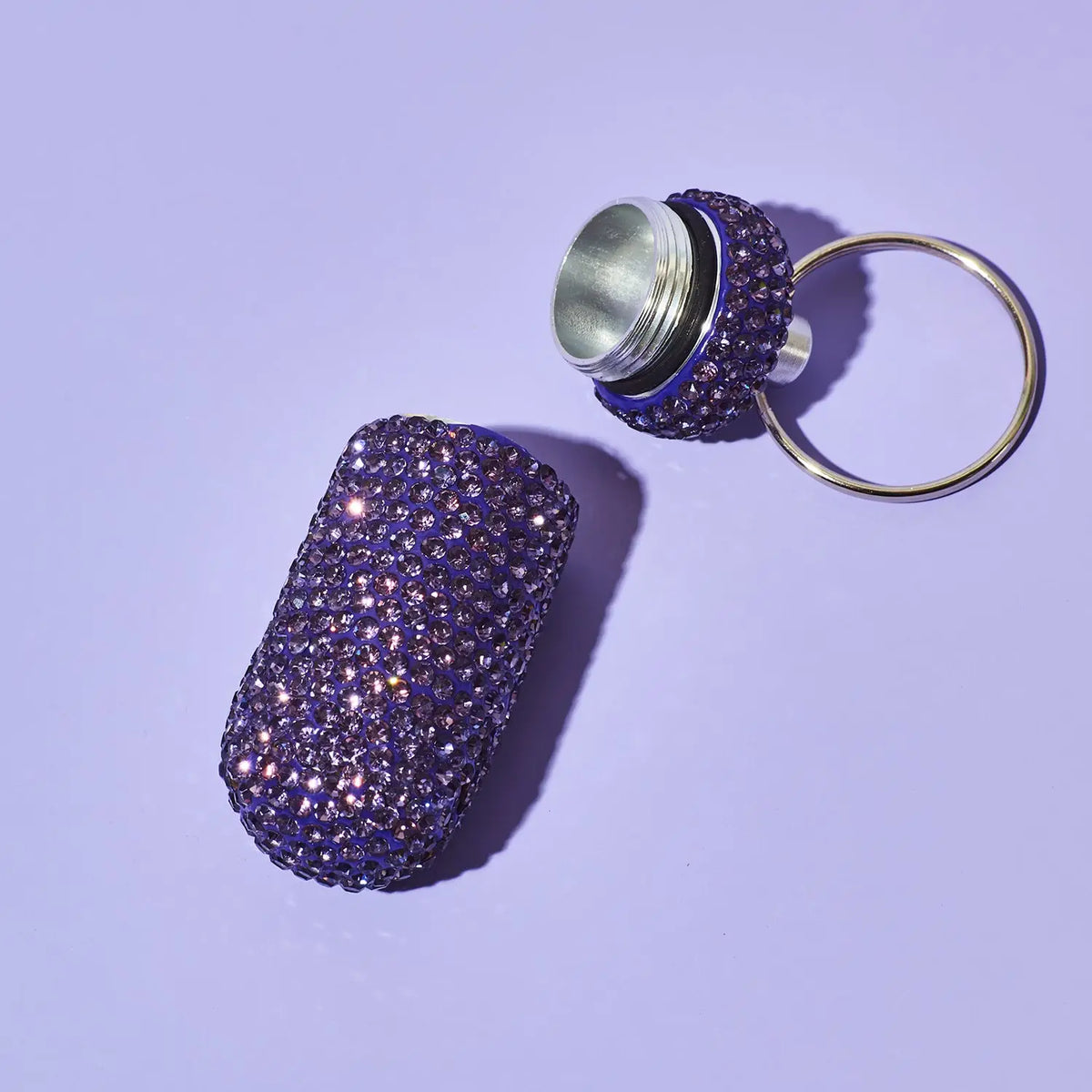 Bling Pill Case Keychain Purple | Friends Nyc Brooklyn Ny