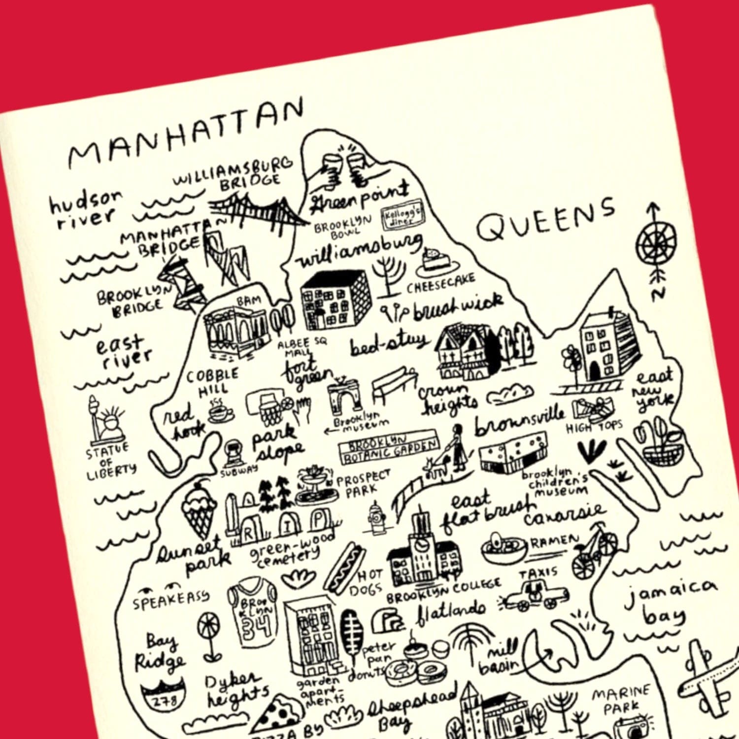 Brooklyn Map Greeting Card i <3 Nyc Gifts - Momday - New