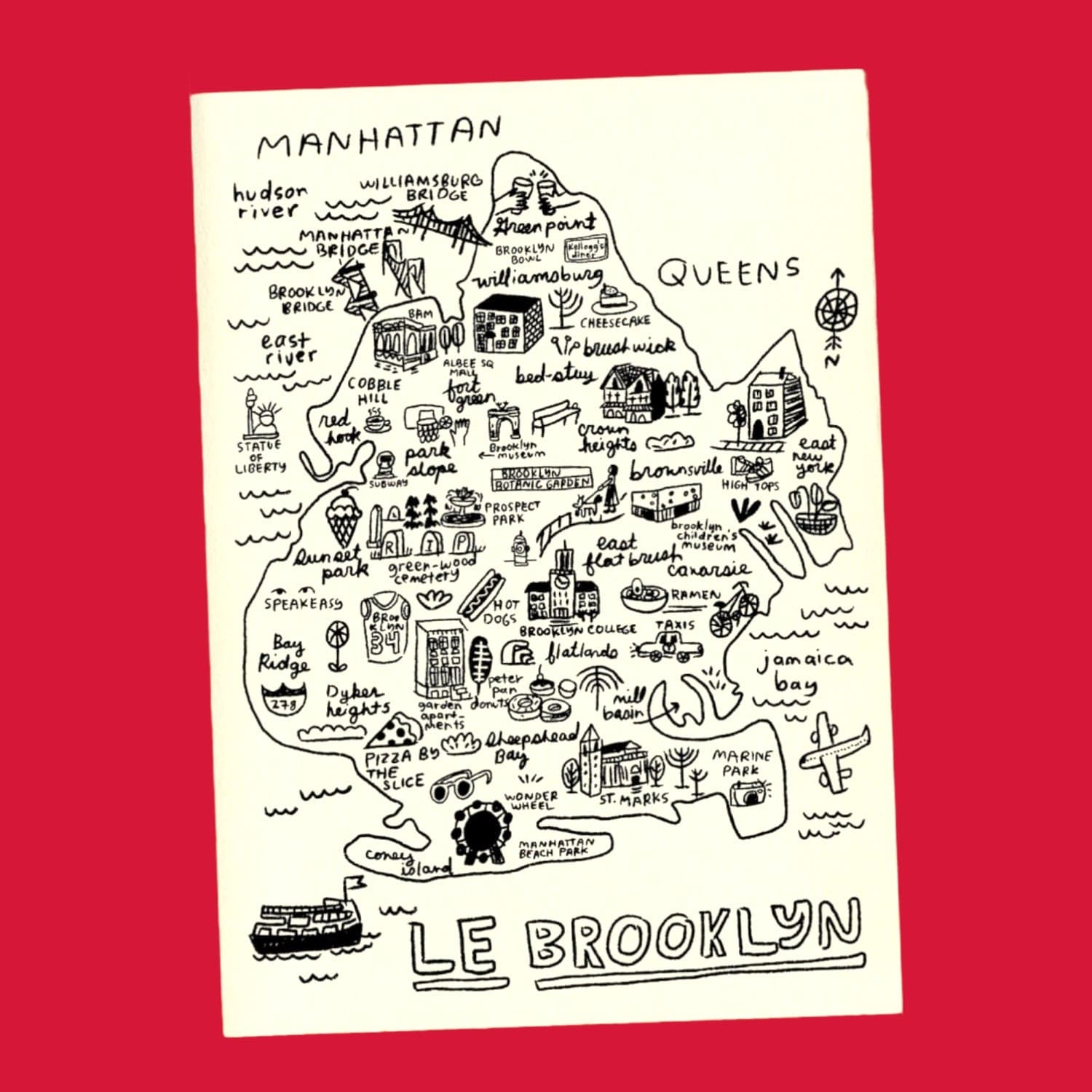 Brooklyn Map Greeting Card i <3 Nyc Gifts - Momday - New