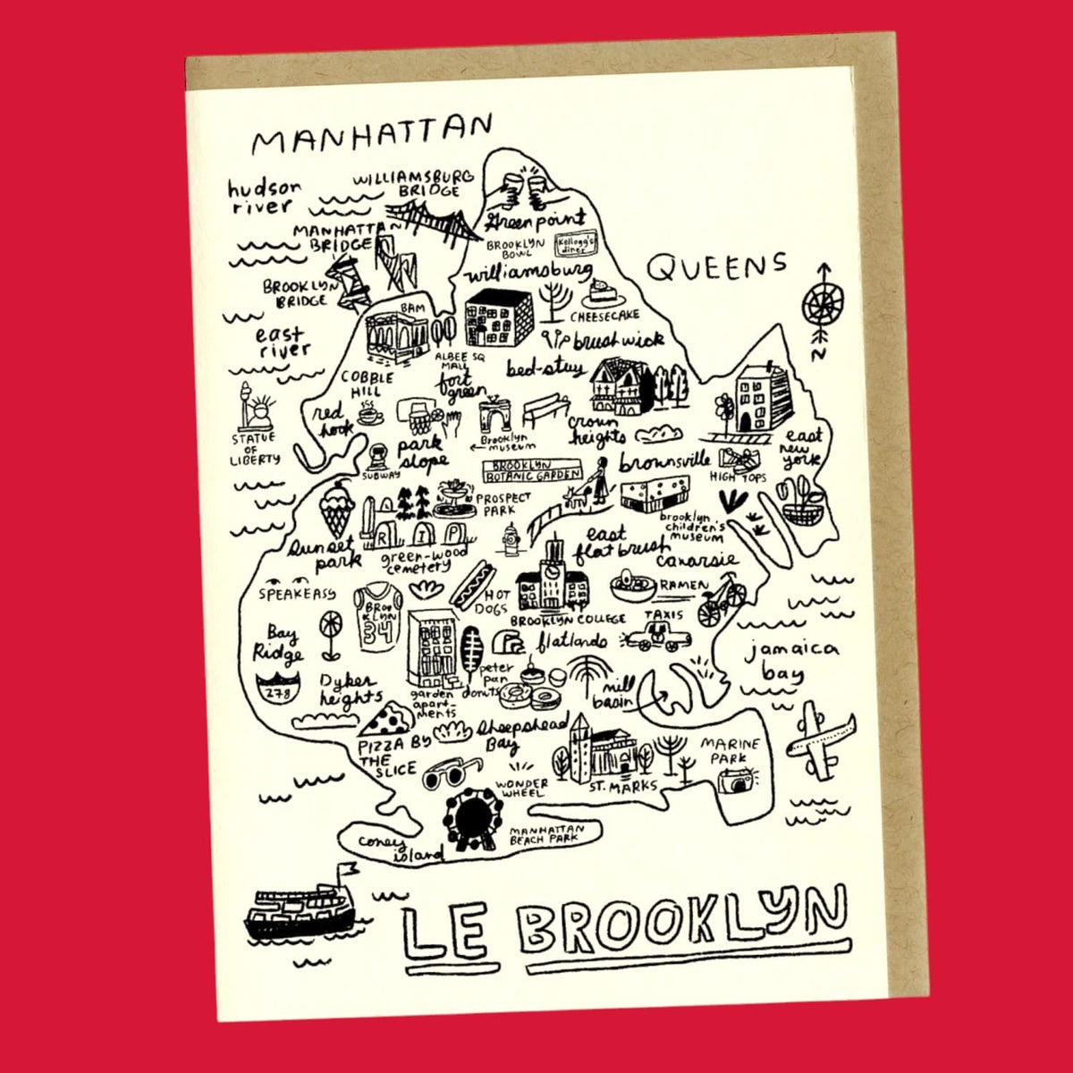 Brooklyn Map Greeting Card i <3 Nyc Gifts - Momday - New