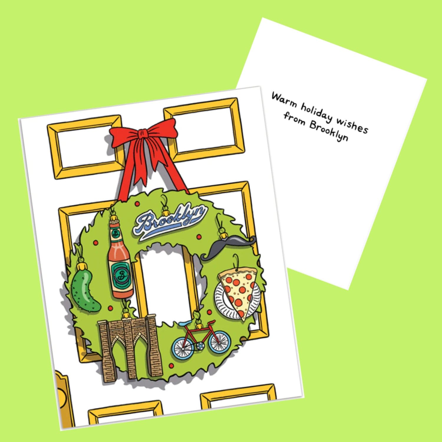 Brooklyn Wreath Holiday Card Artist Made - Christmas Card -