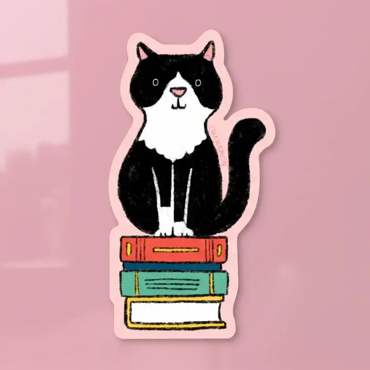 Cat Books Die Cut Vinyl Sticker | Friends Nyc Brooklyn Ny