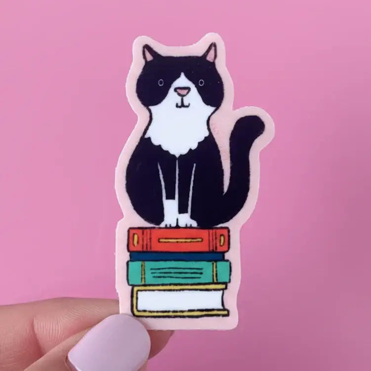 Cat Books Die Cut Vinyl Sticker | Friends Nyc Brooklyn Ny