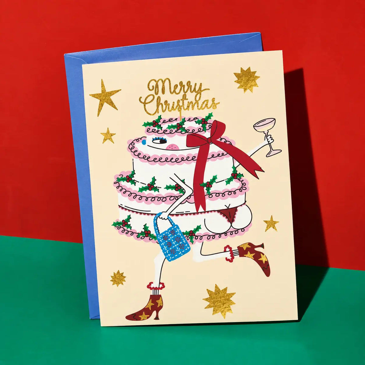 Christmas Cake in Boots Holiday Card | Friends Nyc Brooklyn