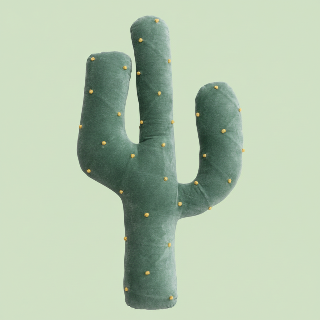 Cotton Velvet Cactus Shaped Pillow | Friends Nyc Brooklyn Ny