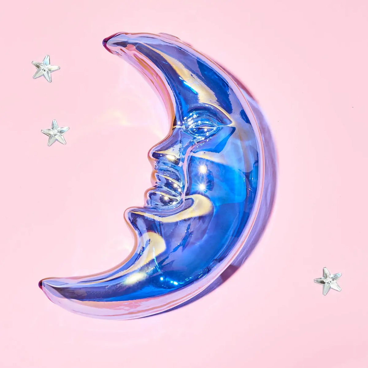 Crescent Moon Hand Pipe Blue | Glass | Friends Nyc Brooklyn