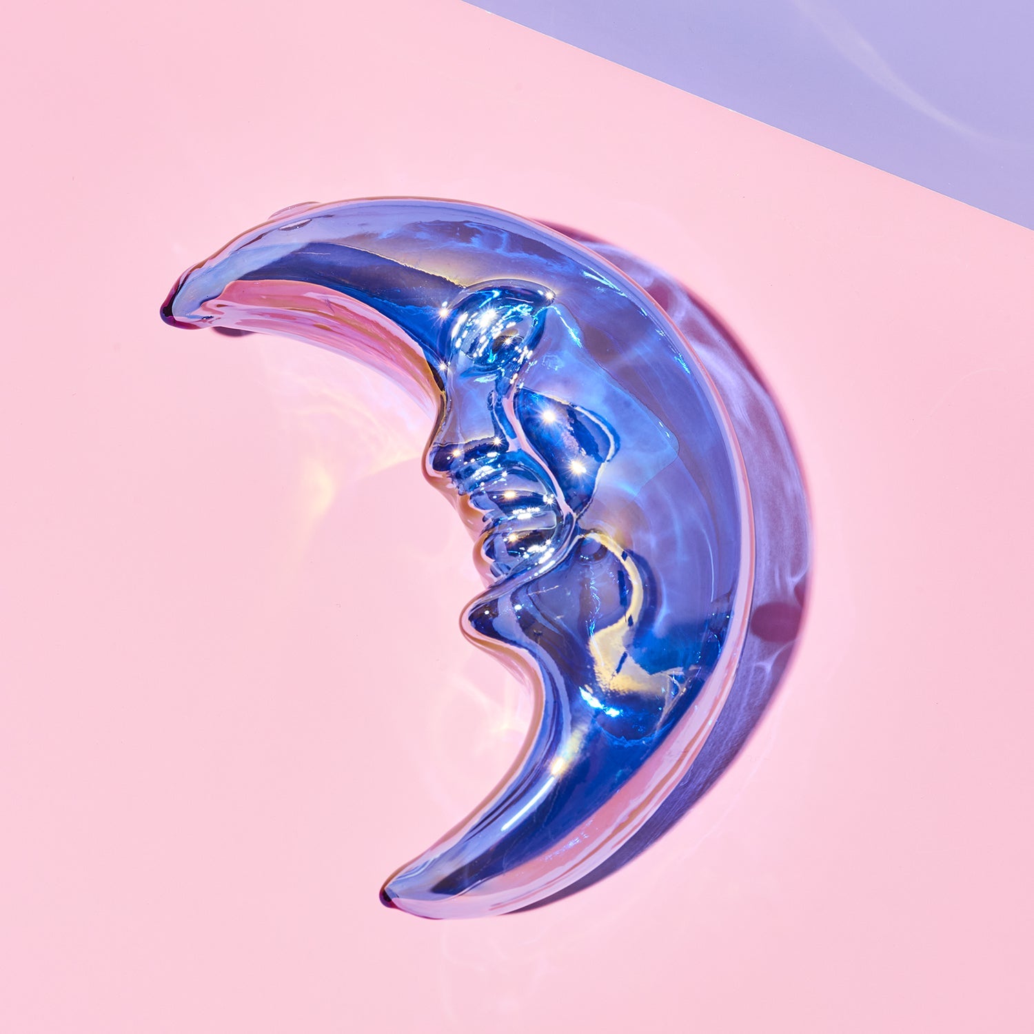 Crescent Moon Hand Pipe Blue | Glass | Friends Nyc Brooklyn