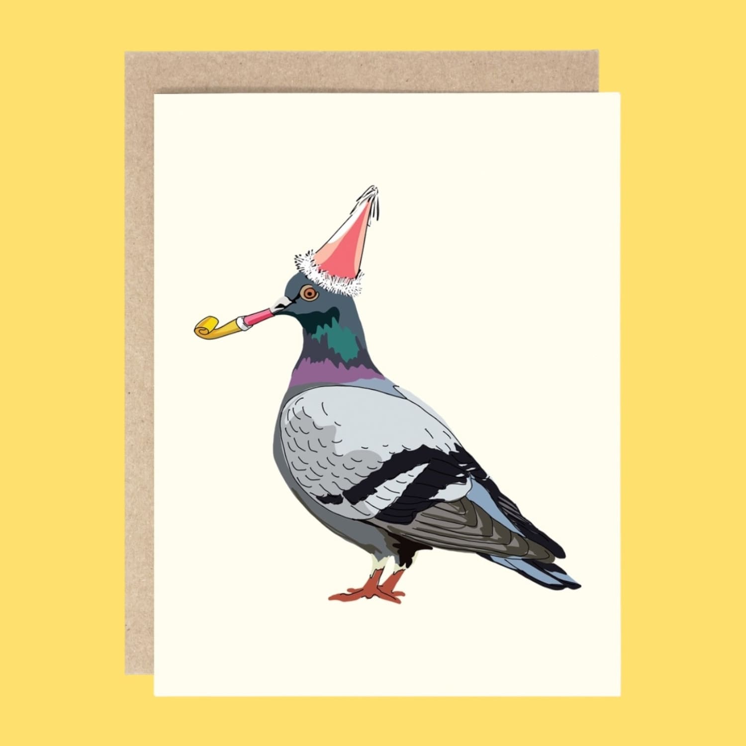 Dg Greeting Card Party Pigeon A2 - Blank - Card - Drawn