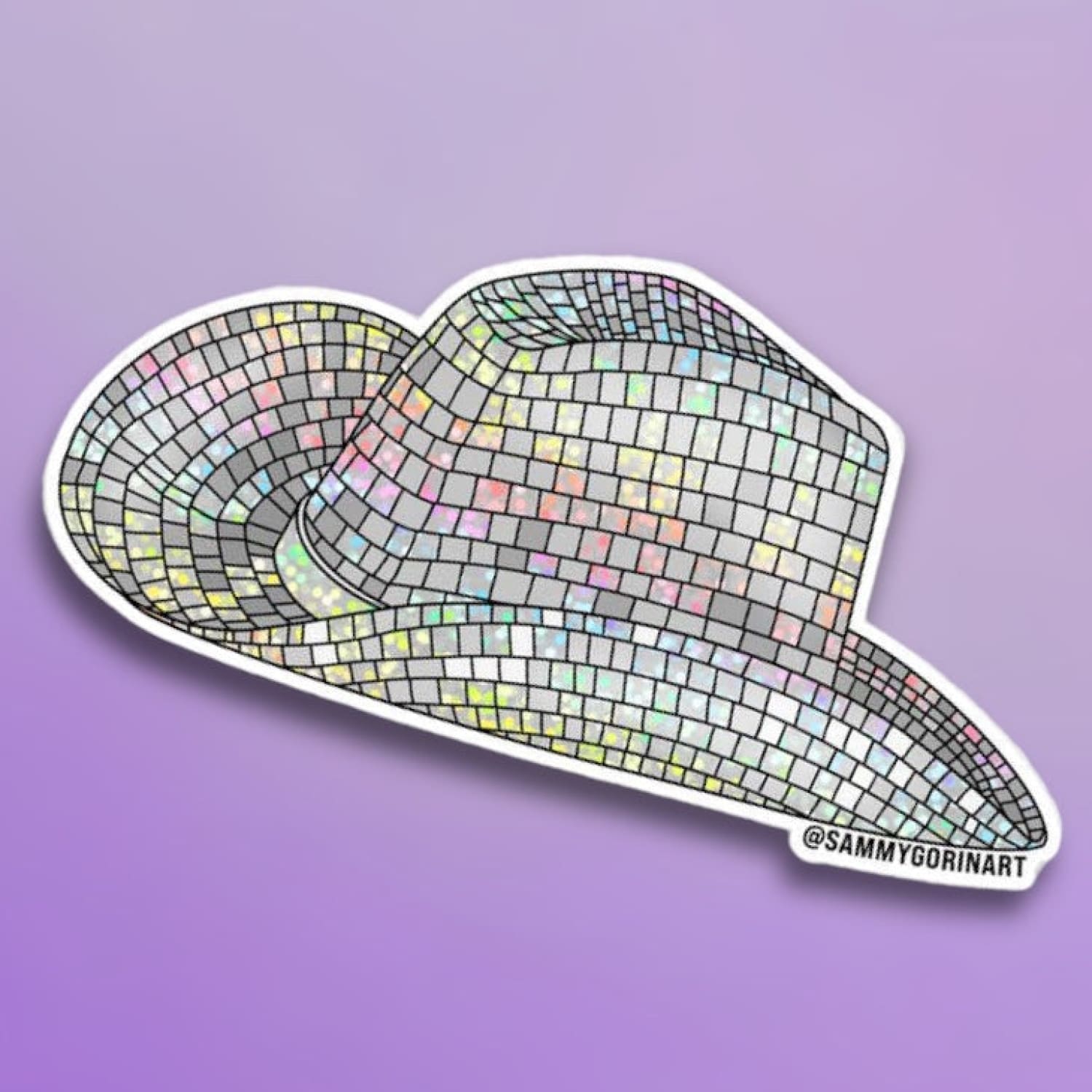 Disco Cowboy Hat Sticker Decorative - Greeting Card