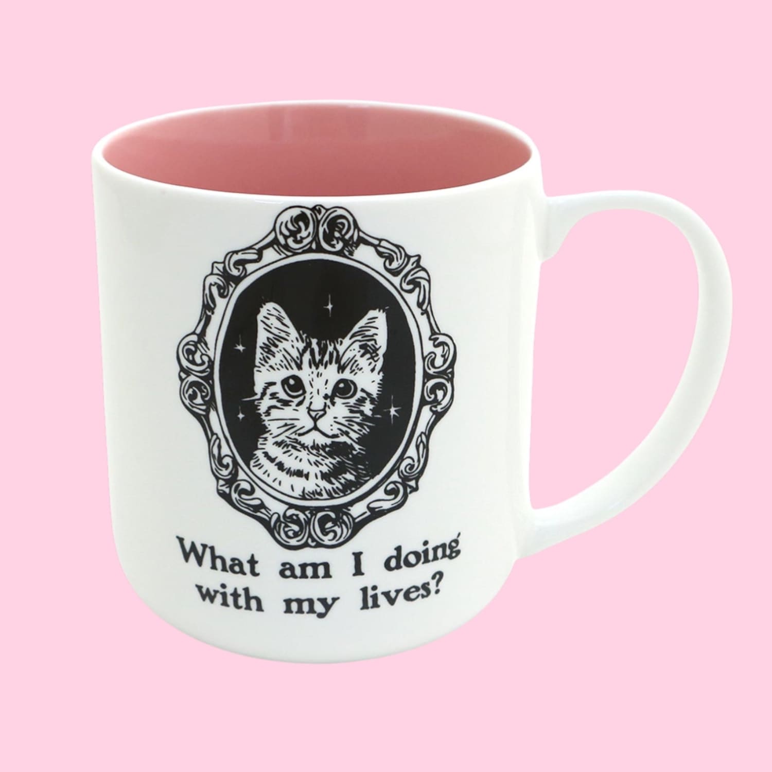 What am i Doing with my Lives Cat Mug Ceramic - Handmade