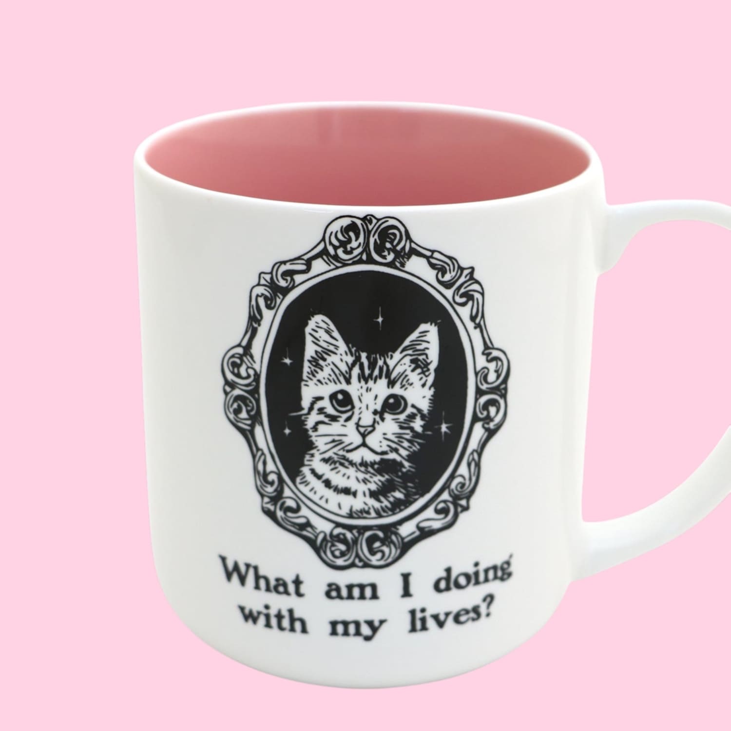 What am i Doing with my Lives Cat Mug Ceramic - Handmade
