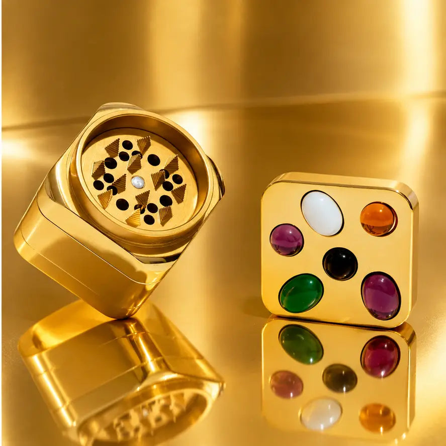 Edie Parker Gemstoned Grinder Gold | Friends Nyc Brooklyn Ny