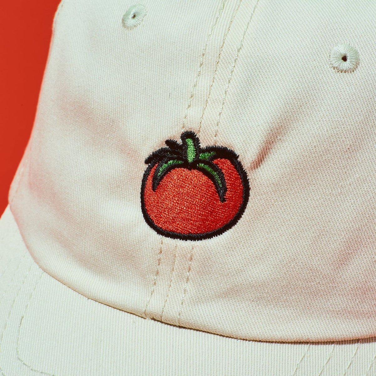Embroidered Tomato Cap - Beige Fake Food - Xsteph0325b