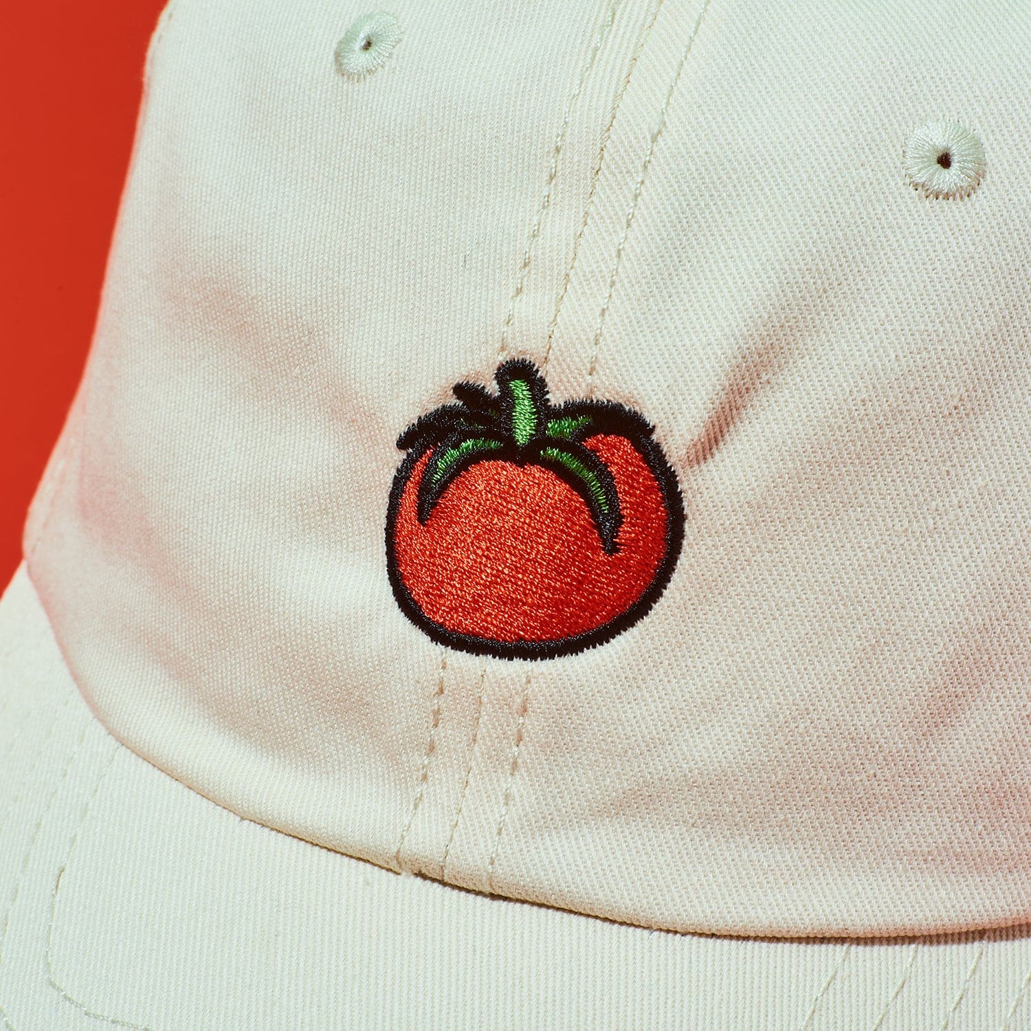 Embroidered Tomato Cap - Beige Fake Food - Xsteph0325b