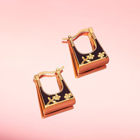 Enamel Flower Huggie Earrings Accessories - Anniversary