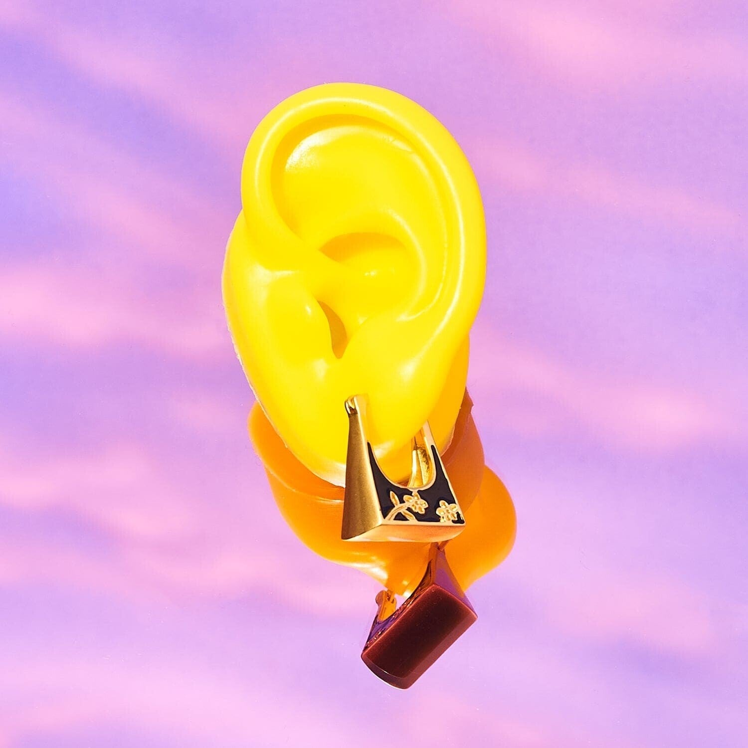 Enamel Flower Huggie Earrings Accessories - Anniversary