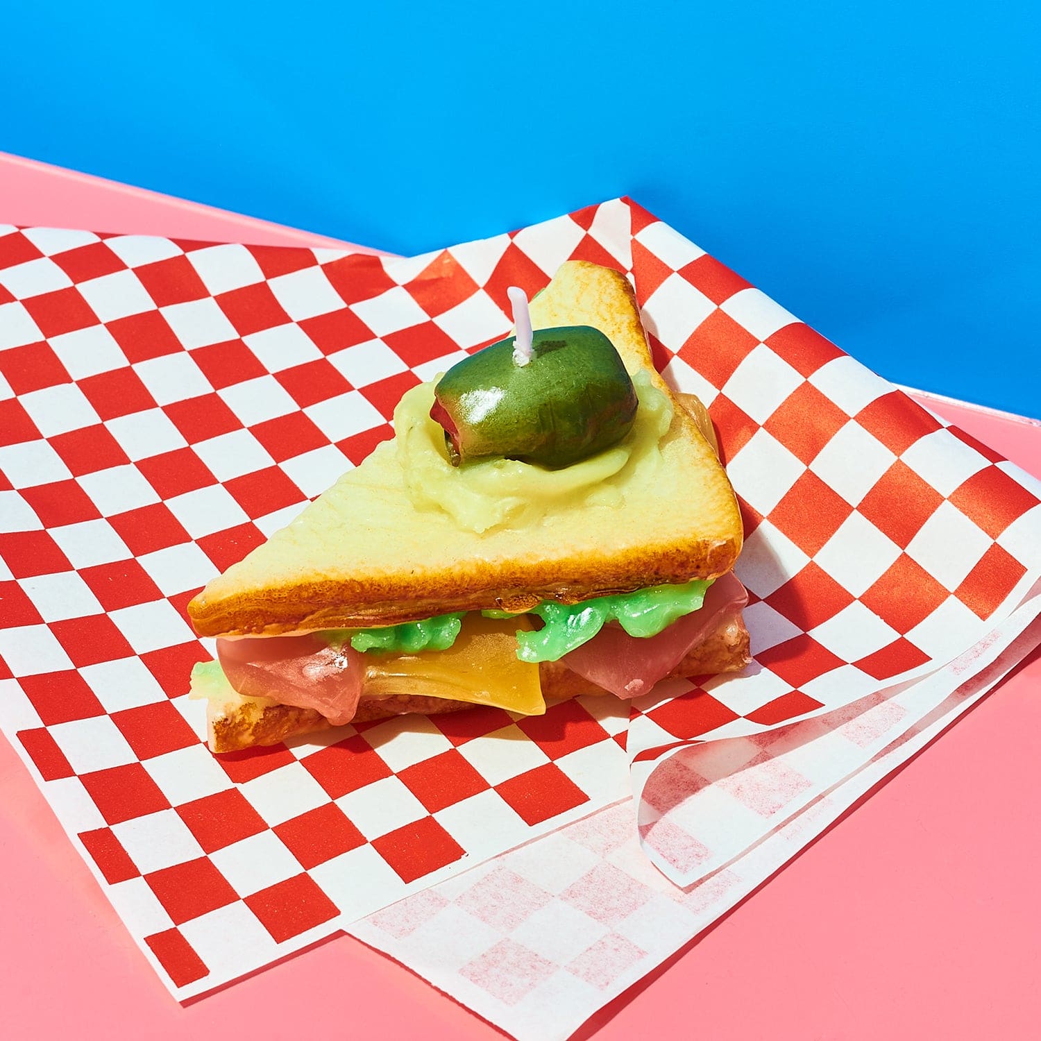 Fancy Finger Food Sandwich Candle Candle - Fake Food - Olive