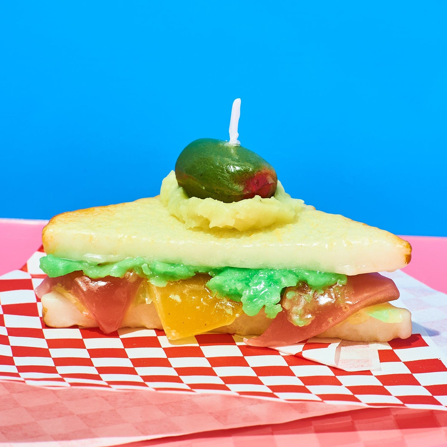 Fancy Finger Food Sandwich Candle Candle - Fake Food - Olive