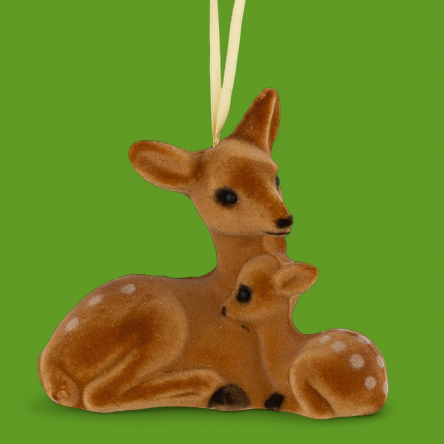 Flocked Doe and Fawn Ornament | Friends Nyc Brooklyn Ny