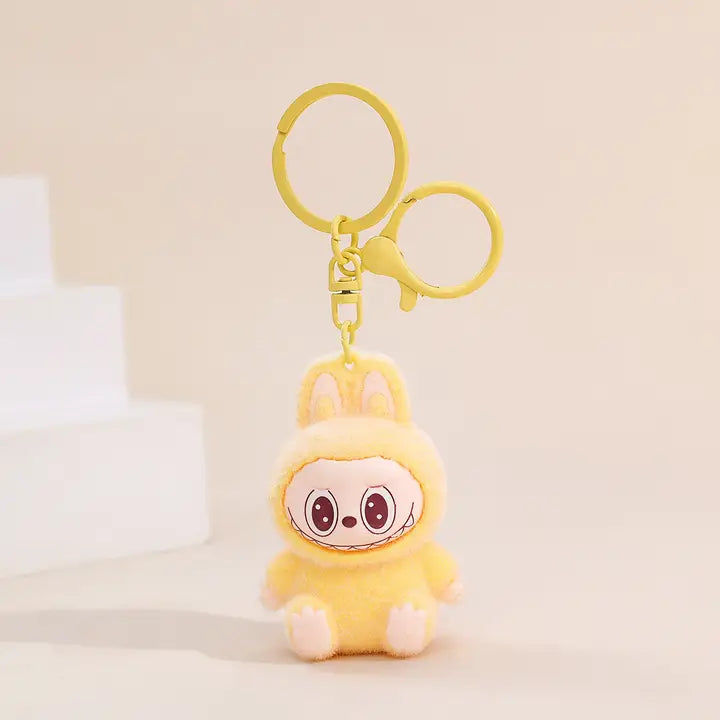 Fluffy Labubu Keychain Bag Charm Bow 2.4*1.6*1.1 Inches