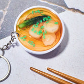 Food Keychain - Egg Noodle Soup Food Novelty - Funny
