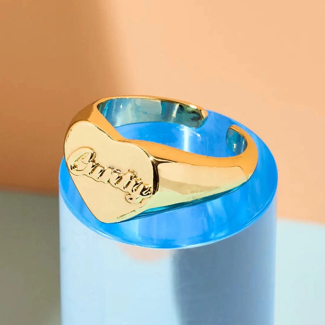 Friends Nyc Cunty Script Heart Ring | Brooklyn Ny