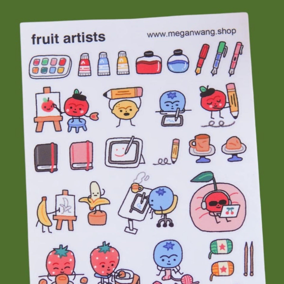 Fruit Artist Sticker Sheet Apple - Banana - Blueberry