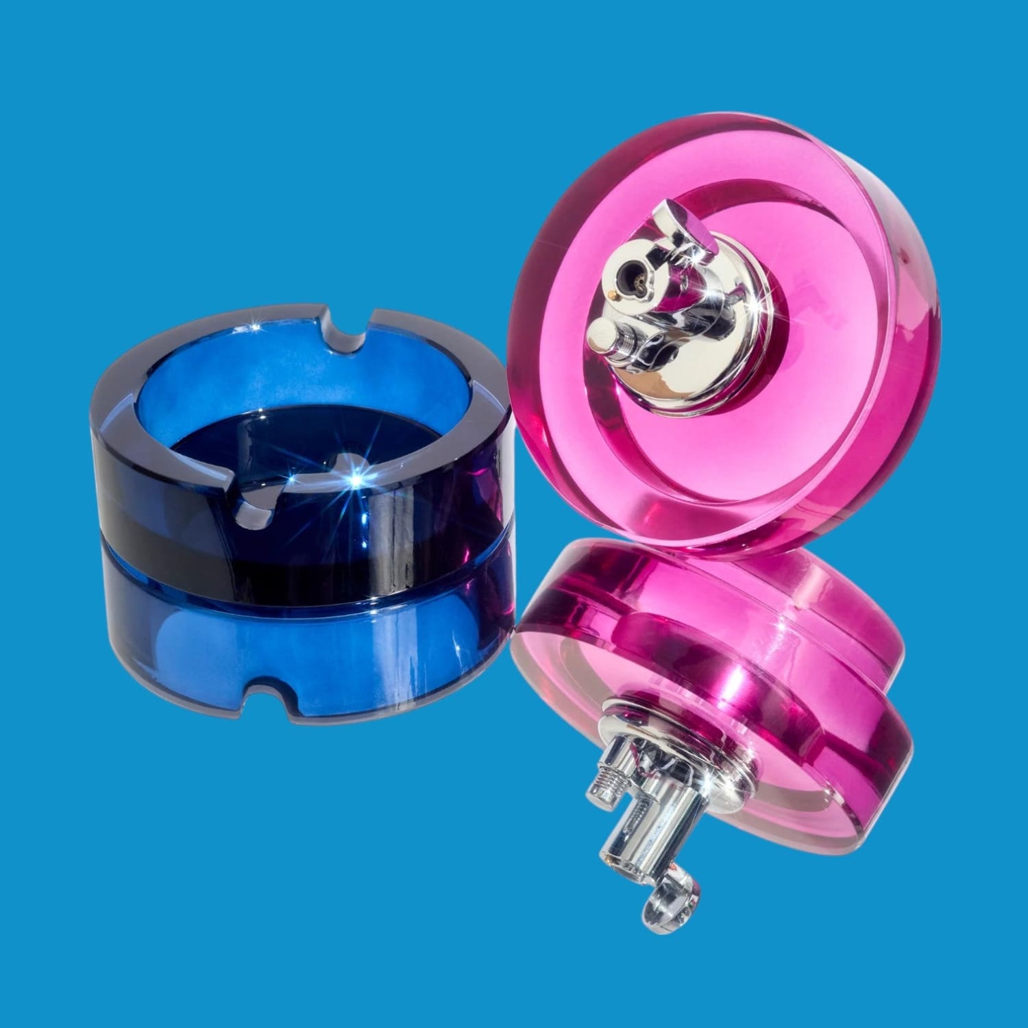 Glass Table Top Lighter in Mixed Berry Ashtray - Butane