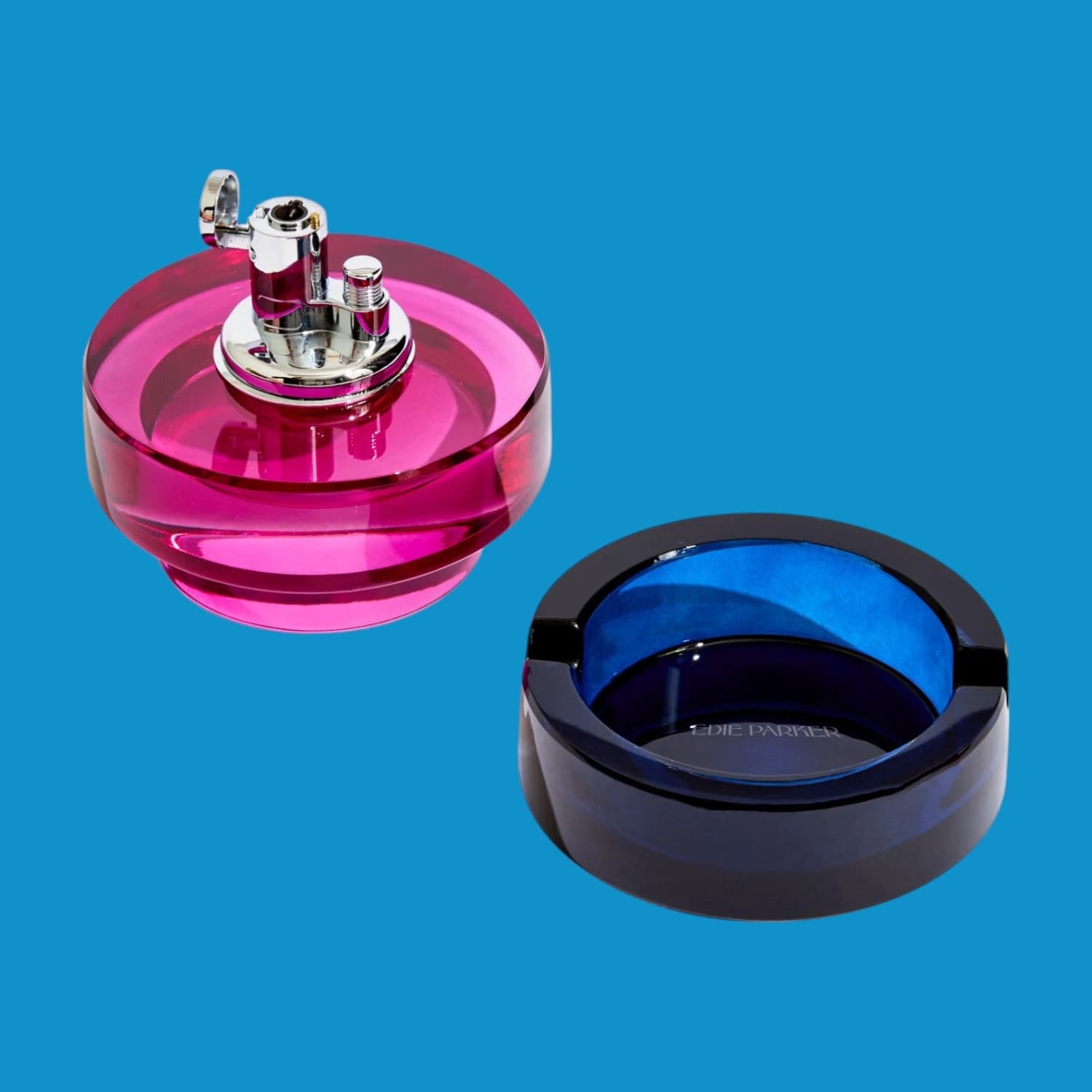 Glass Table Top Lighter in Mixed Berry Ashtray - Butane
