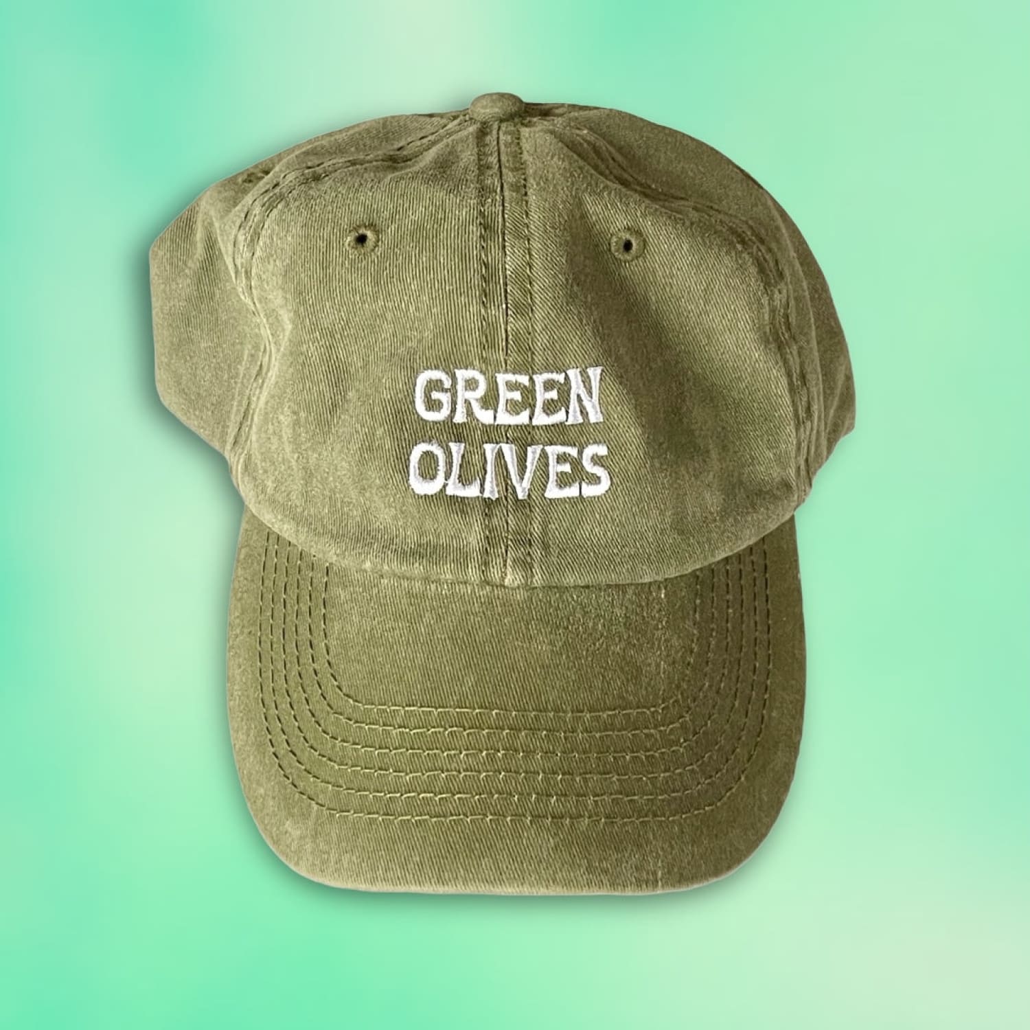 Green Olives Dad Hat | Women & Men Dad Hat at Friends NYC display picture 3
