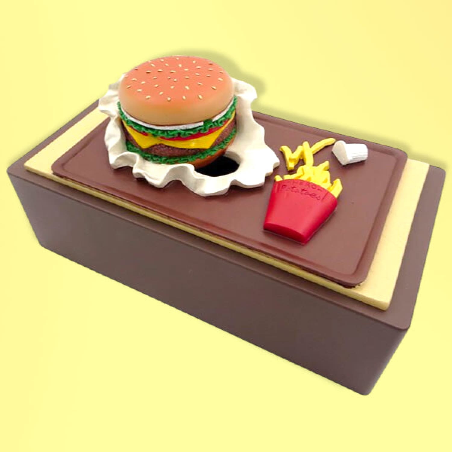 Hamburger & Fries Tissue Box Cover Accent Decor - Fake Food