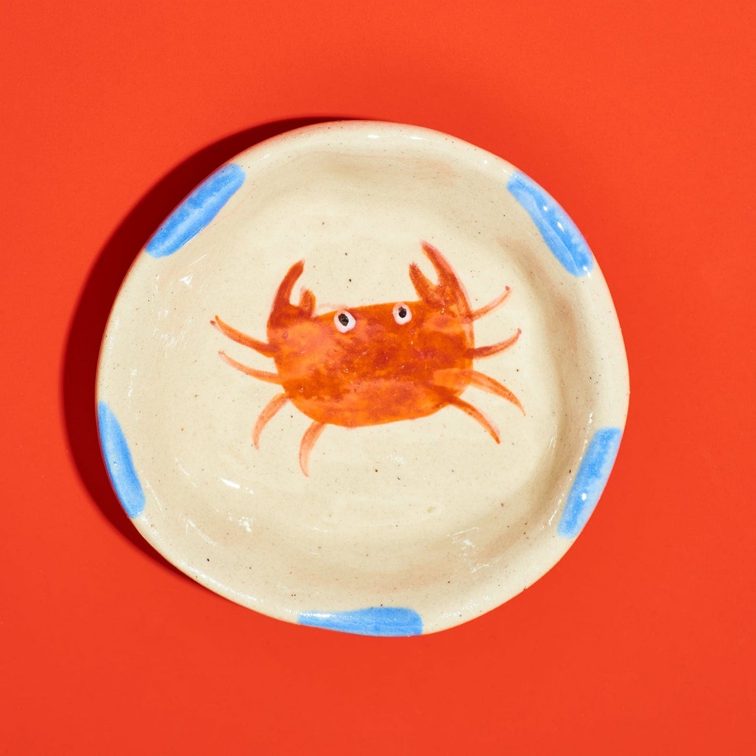 Hand Painted Crab Dish Orange Crab Design