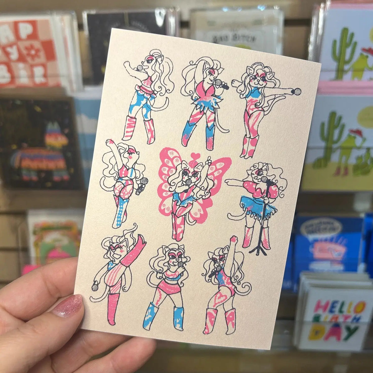 Hand Silkscreen Postcard - Chappell Cat | Japanese Art