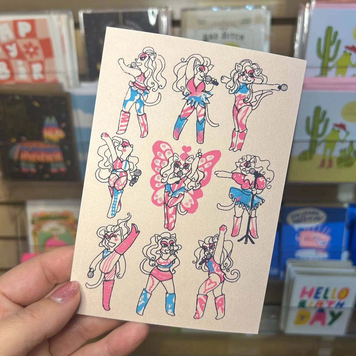 Hand Silkscreen Postcard - Chappell Cat | Japanese Art
