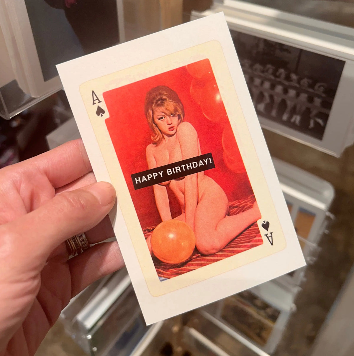 Happy Birthday Nude Woman with Balloon Postcard Fip Naked