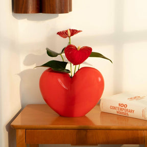 Heart Love Vase - Red Floral Home Accent Table Top Web0324