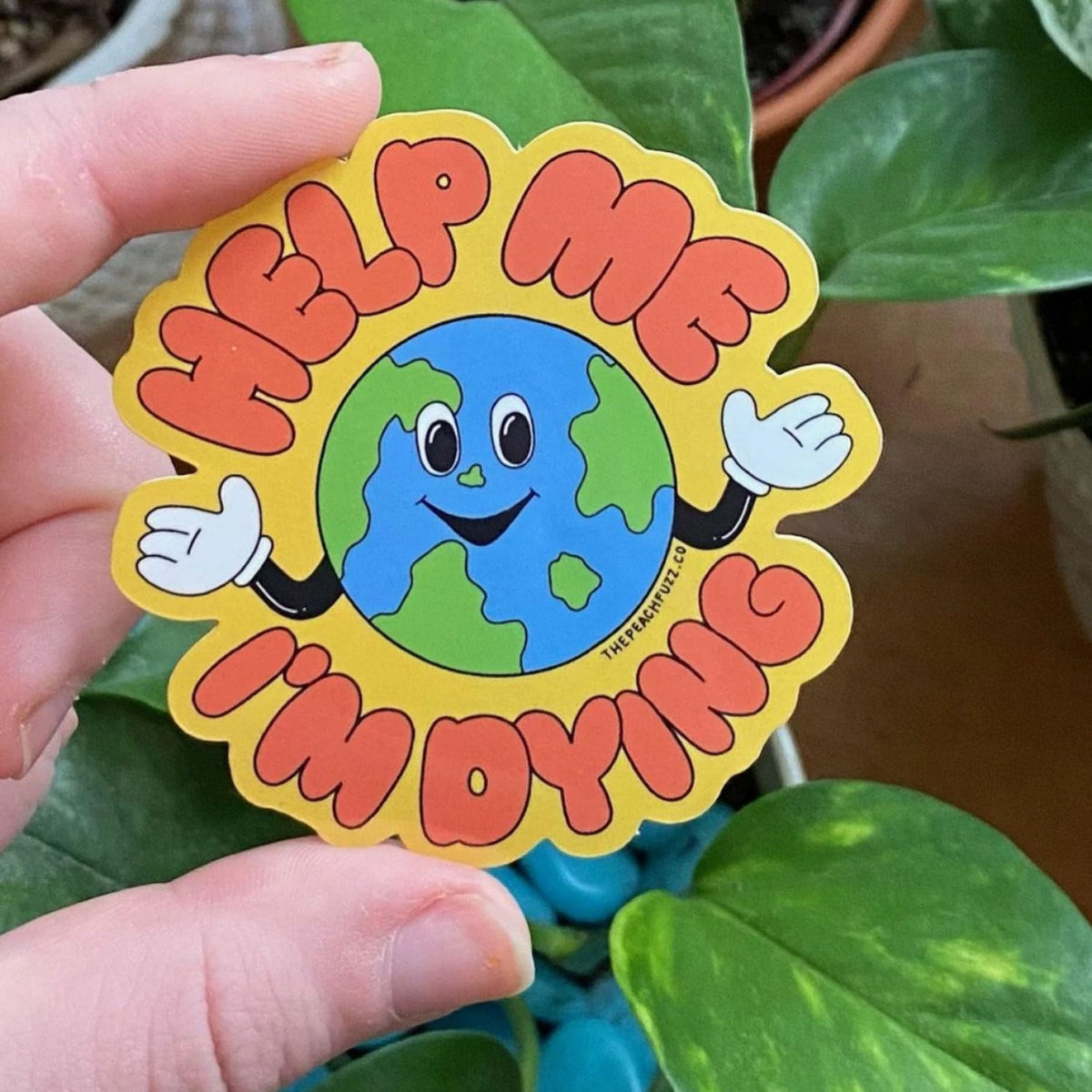 Help Me I’m Dying Sticker Earth Sticker - Green - Nopsd -