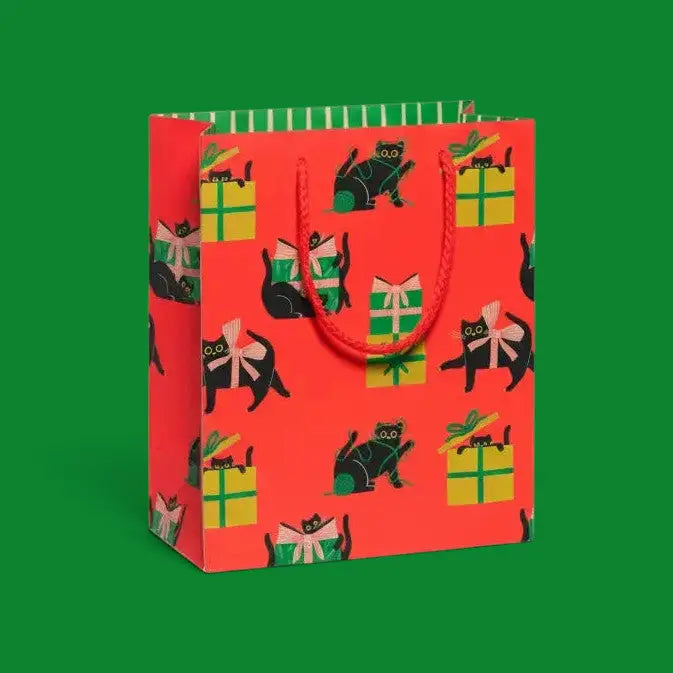 Holiday Black Cat Gift Bag 9.5’’ by Red Cap Cards | Friends