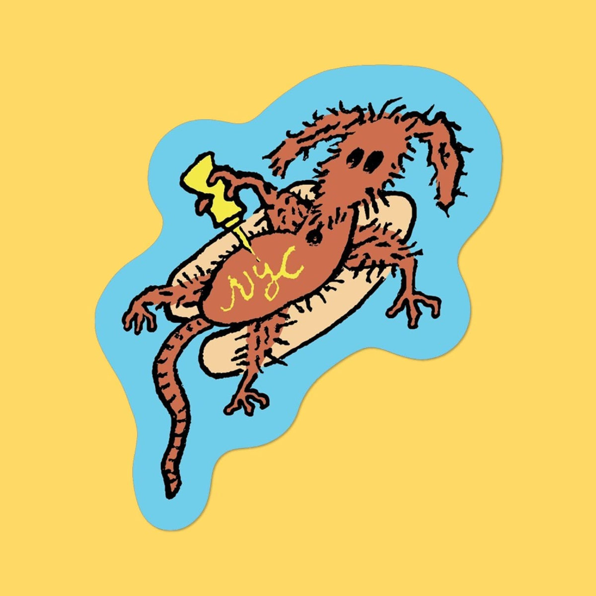 Hot Dog Rat Sticker Decorative Sticker - Gross - i <3 Nyc