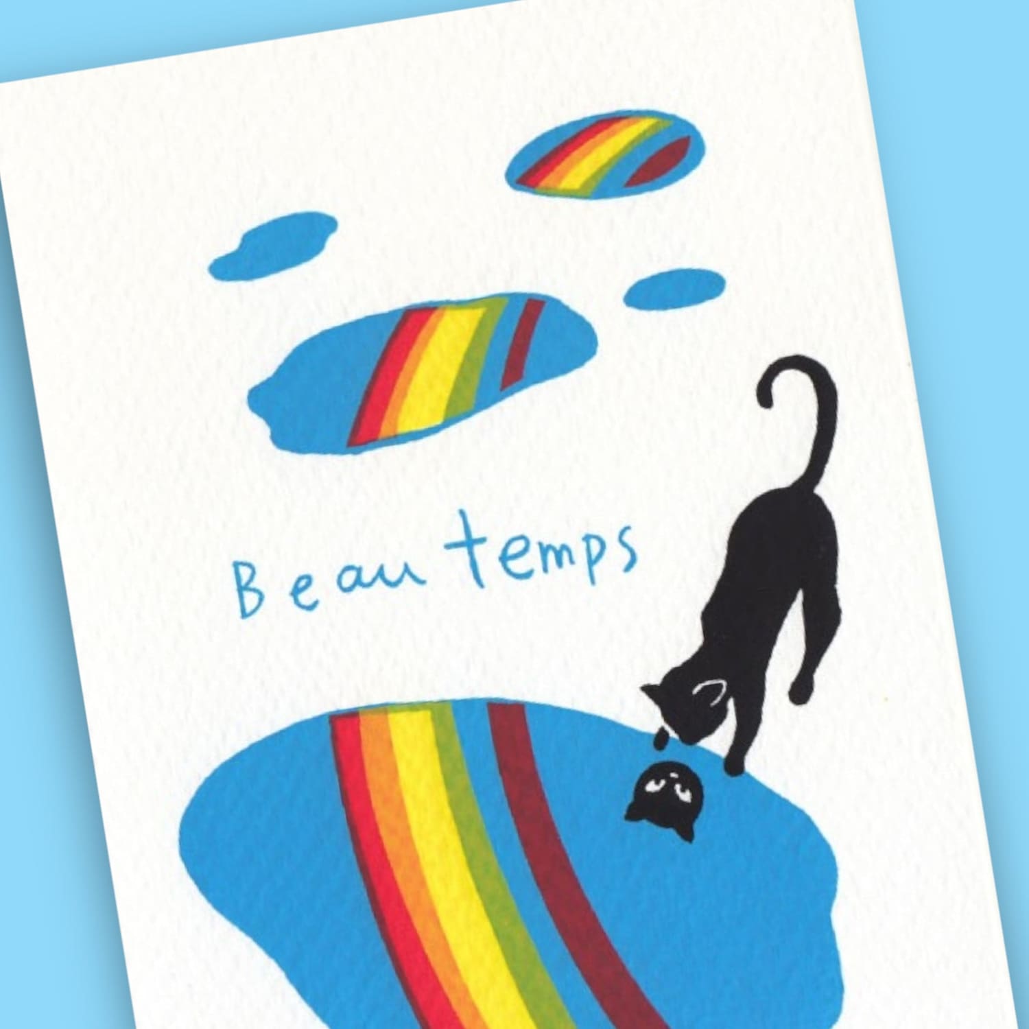 Hand Silkscreen Postcard Beau Temps P43 0823 - Greeting Card