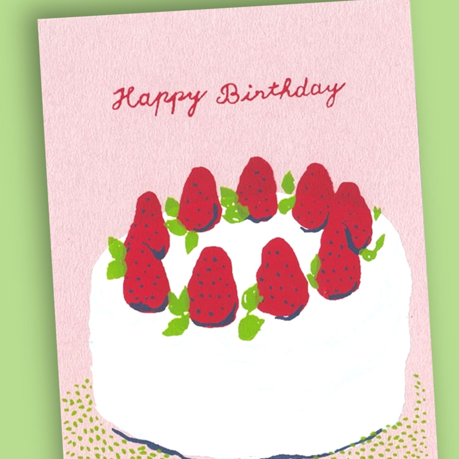 Hand Silkscreen Postcard Happy Birthday Cake M36 0823 -