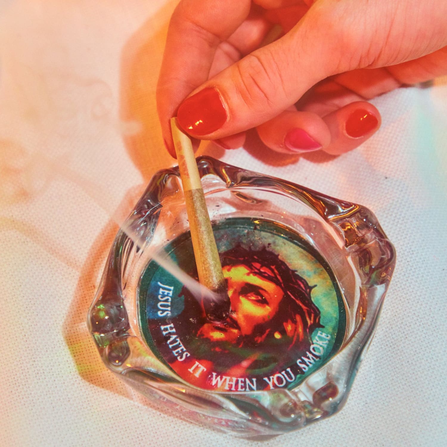 Jesus Hates it when you Smoke Ashtray Ashtray - clearly