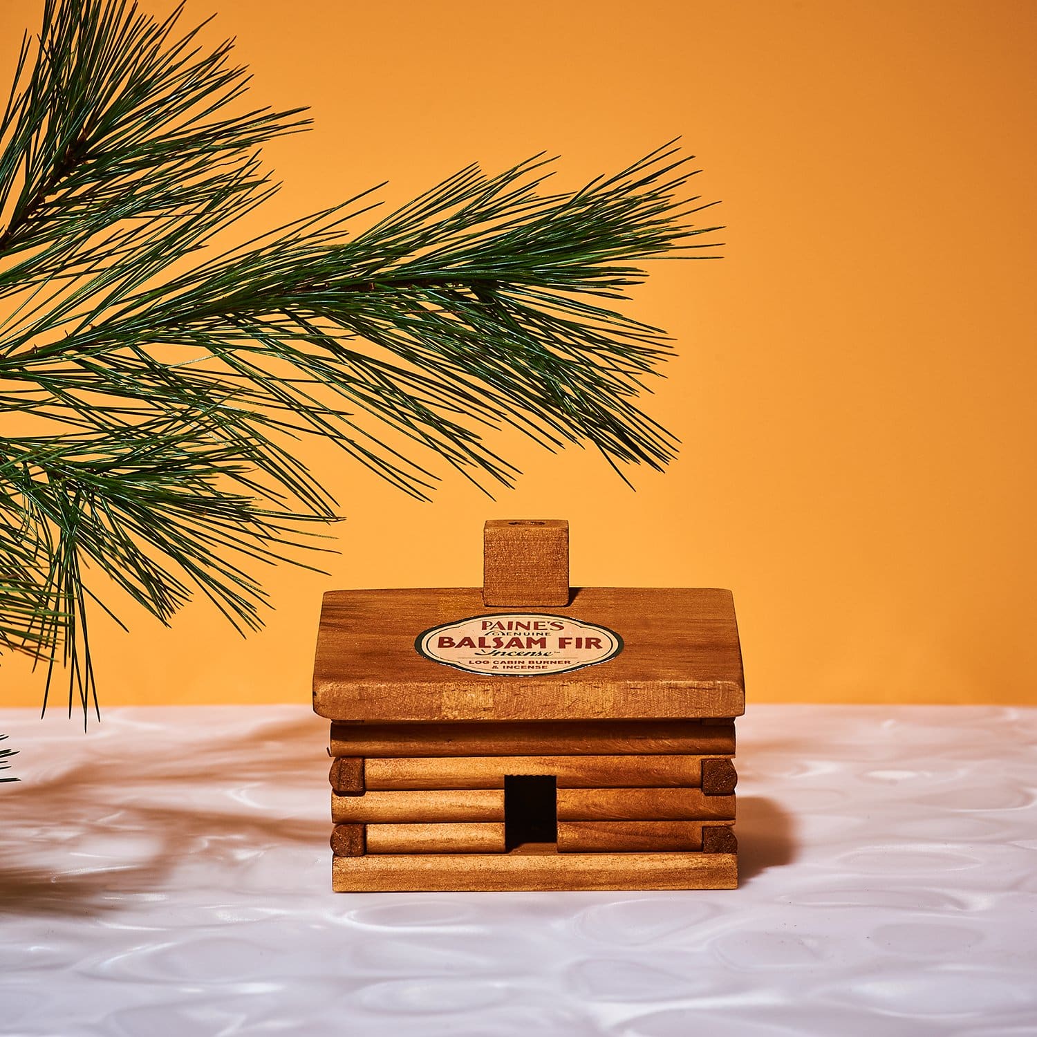 Large Log Cabin Incense and Burner - Balsam Fir Balsam - Fir