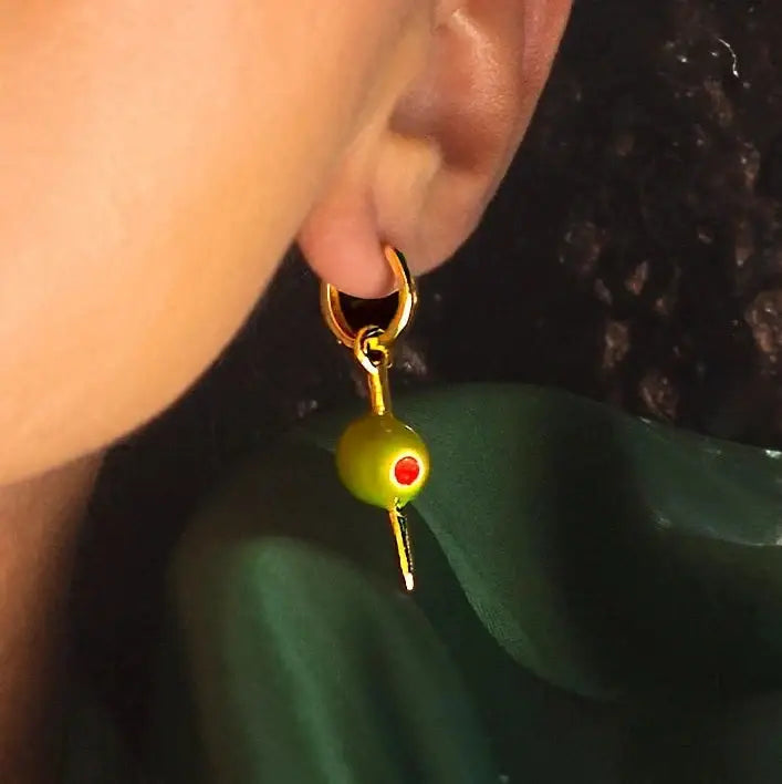 Make it Dirty Olive Hoop Earrings Hoops - 18k Gold Plated
