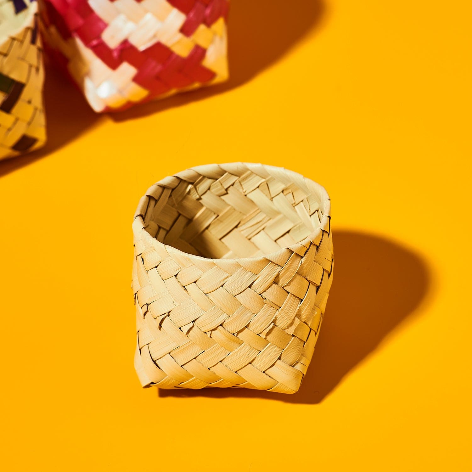 Mexican Mini Woven Basket - Round Multi 0123 - Cdmx22 -