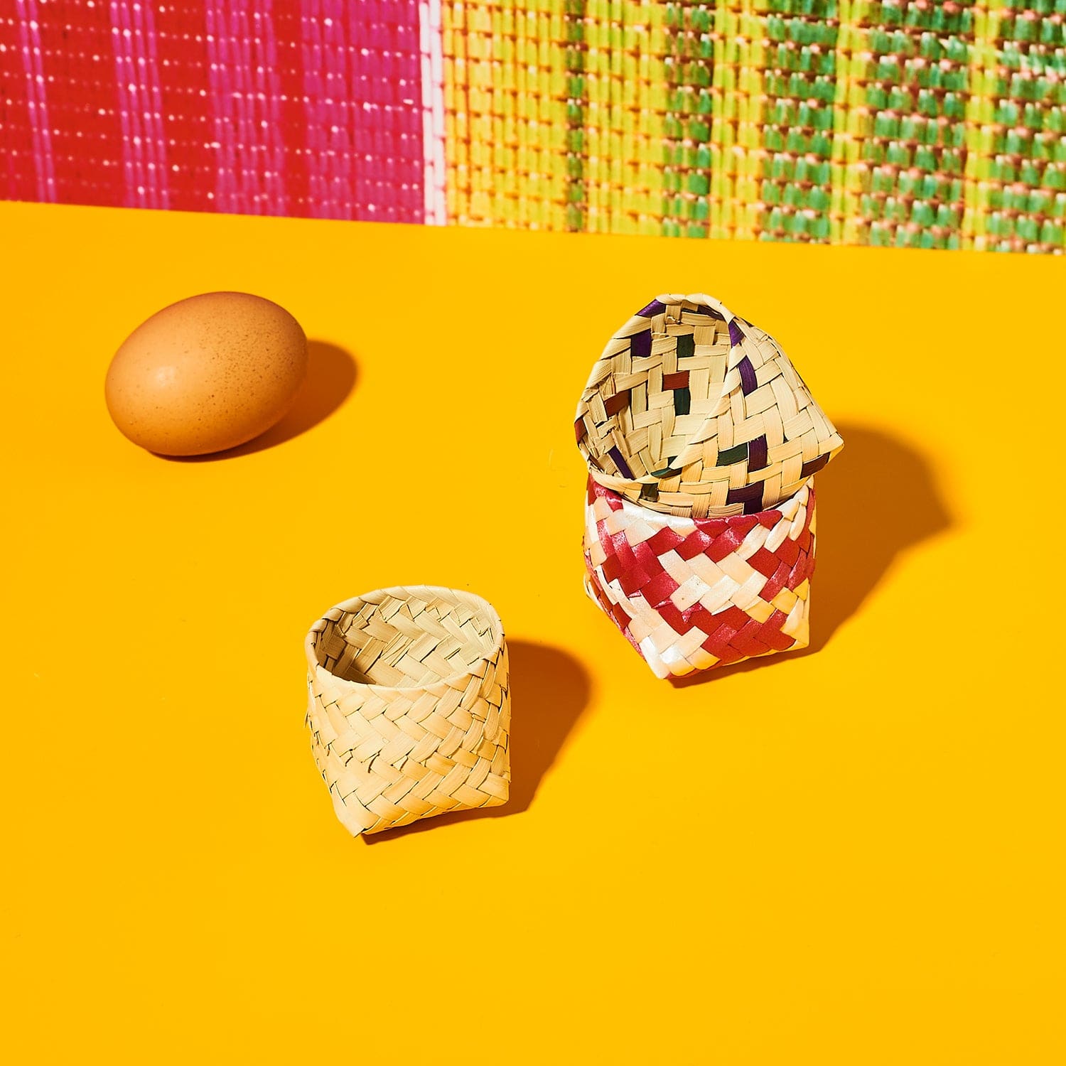 Mexican Mini Woven Basket - Round Multi 0123 - Cdmx22 -