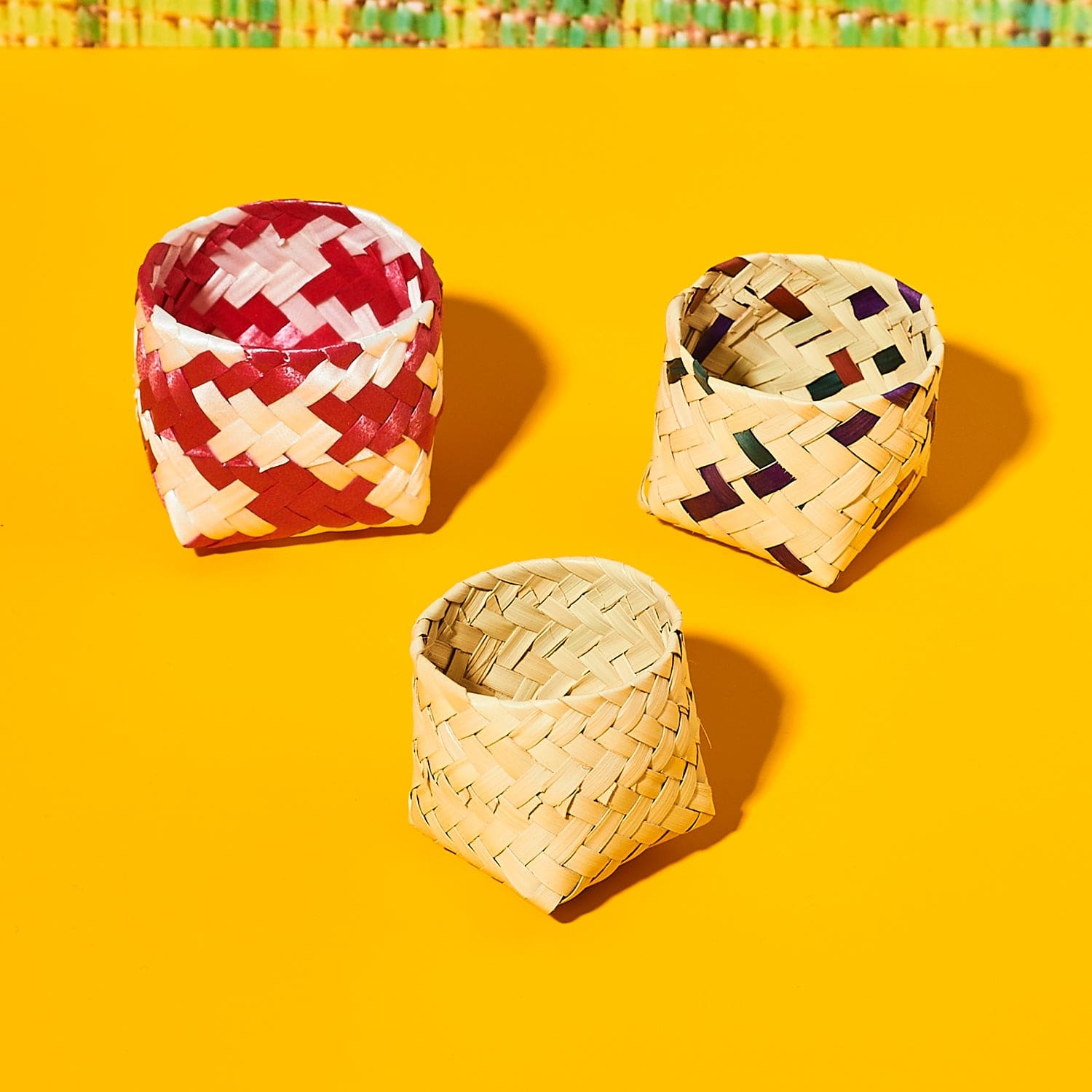 Mexican Mini Woven Basket - Round Multi 0123 - Cdmx22 -